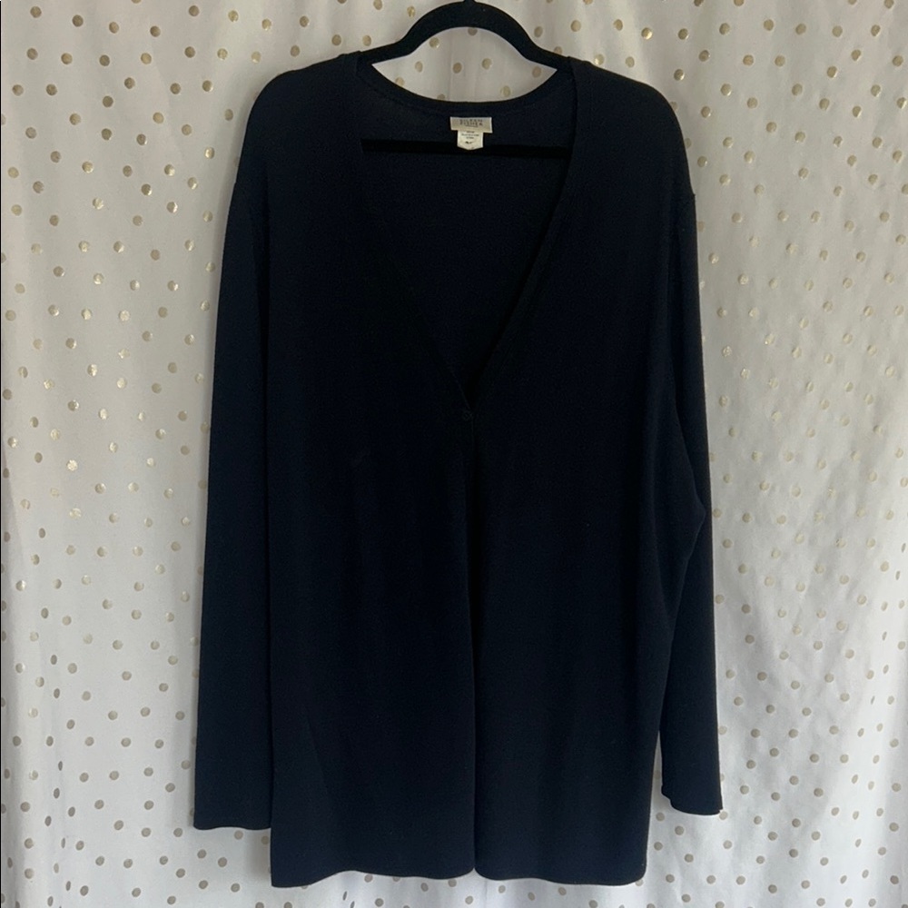 Eileen Fisher Navy Blue Cardigan Sweater with one button front, 2X